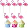 YULONGWU 24 Pezzi Fenicottero Decorazioni Torta Compleanno, Tropicali Cake Topper Decorazioni per Cupcake, Decorazioni per Torta Compleanno per Bambini, Decorazioni Torte per Feste di Compleanno Matrimonio