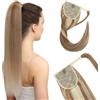 Silk-co 50cm - Extension Coda di Cavallo Capelli Veri #12P613 Marrone Dorato & Biondo Sbiancante Clip in Extension Ponytail 95g Capelli Vergine Remy Hair Coda Capelli