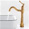 ROWINNAO Rubinetto da bagno alto in ottone anticato, retrò oro, rubinetto per lavabo alto, girevole a 360°, miscelatore monocomando antico, rubinetto da bagno, acqua fredda e calda disponibile
