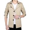 Wenchuang Trench Coat da Uomo Primavera e Autunno Slim Fit Giacca Leggera Casual Soprabito Beige S