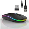 Generico mouse wireless ricaricabile bluetooth, ergonomico mouse gaming senza fili 3 DPI retroilluminato a 7colori con ricevitore USB 2,4GHz per PC Mac (NERO)
