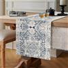 Chicamy Blu Runner da Tavola In Lino 40x140 Grigio Mandala Moderno Runner da Tavolo Eleganti Paisley Geometry Modello Lavabile Tovaglia Decorazione per Picnic Cucina Soggiorno Sala da Pranzo