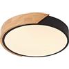 LuFun Plafoniera LED Legno Nero 24W Rotonda Ø30cm 3000K Luce Calda | Lampada soffitto moderna in legno nero dal design ultrasottile 5cm,luce accogliente per camera, soggiorno, cucina e corridoio
