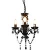 vidaXL Lampadario con Perle di Cristallo Rotondo 3 Lampadine E14 Elegante Lampada da Soffitto Luce Interni Nero e Trasparente in Metallo e Acrilico