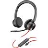 Poly Blackwire 8225, Cuffia Cablata con Connessione USB-A e USB-C, Cuscinetti in Similpelle, Riduzione del Rumore e dell'Eco, Comandi sul Cavo, Compatibile con Windows 10 e macOS, Nero