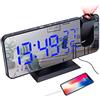 YUNYODA Sveglia a proiezione, sveglia digitale a LED con superficie specchio, porta di ricarica USB, ripetizione, doppio allarme, radio FM, modalità 3Dimming, umidità della temperatura, regolazione