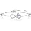 Qings Bracciale Infinito Donna Argento Sterling 925 - Qings Braccialetto in Pietre di Nascita a forma di Cuore, Regolabile Gioielli Regalo Compleanno per Mamma Ragazze