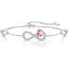 Qings Bracciale Infinito Donna Argento 925 con Tormalina Infinity Cuore Ottobre Pietre di Nascita Bracciali Regolabile Rosa Gemma Braccialetto, Gioielli Regalo Compleanno per Mamma Donne Ragazze