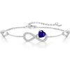 Qings Bracciale Infinito Donna Argento 925 con Saffiro Infinity Cuore Settembre Pietre di Nascita Bracciali Regolabile Blu Gemma Braccialetto, Gioielli Regalo Compleanno per Mamma Donne Ragazze