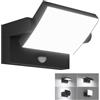 Klighten 24W LED Lampade da Esterno con Sensore di Movimento, Orientabile IP65 Applique da Parete Interno in Alluminio per Giardini Ingresso, Nero, Bianco freddo 5700K-6000K