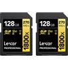 Lexar [Pronta consegna] Lexar Gold Series Professional 128 GB SDXC UHS-II U3, 1800 x confezione da 2 pezzi (LSD1800128G-B2NNG)