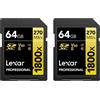 Lexar [Pronta consegna] Lexar Gold Series Professional 64 GB SDXC UHS-II U3, 1800 x confezione da 2 pezzi (LSD1800064G-B2NNU)