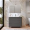 DEGHI Mobile bagno a terra 100 cm antracite opaco con lavabo e specchio - Calipso