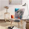 DEGHI Poltrona scandinava in tessuto patchwork multicolor - Copenaghen