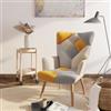 DEGHI Poltrona scandinava in tessuto patchwork multicolor giallo - Copenaghen