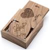 LXSINO Chiavette USB e scatola USB in legno con 64 GB e incisione Love & Our Story per matrimonio/sposa e sposo/genitori/fotografo (Noce, 64 GB USB 3.0)
