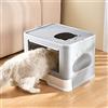 HUOLE Lettiera gatto chiusa, pieghevole con spazzola in pelliccia, cassetto, lettiera per gatti, facile da pulire e grande capacità -48,5 * 36,5 * 38 cm - grigio