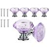 ANSIEDIO 6 pezzi 30mm Pomelli per Mobili, Pomelli in Vetro Cristallo Viola e Lega di Zinco, Pomelli per Cassetti Armadio Cassettiera Pomelli Cucina