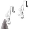 Umbra Buddy Gancio per sportello, salvaspazio, set da 2, Bianco | Punta gommata antiscivolo, installazione senza attrezzi, appendi asciugamani, abs riciclato