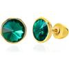 YONVUN cristallo pietra Preziosa orecchini a bottone 18k placcato oro zircone Orecchini rubino smeraldo zaffiro argento gioielli set regalo per moglie mamma figlia fidanzata