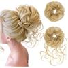 Pwsap Estensione del Panino Ondulato Riccio Disordinato Extension per Chignon Capelli Finti coda di cavallo con Elastico Estensione a Ciambella Riccia per Ragazza Donne con Corda per Capelli Forcina,Bionda