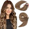 YDDM Extension Capelli Veri Biadesivo 20pcs 60cm 50g Castano cioccolato con biondo caramello extension biadesive capelli veri Tape In Extension Adesive Capelli Veri(24inch,4/4/27#)