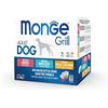 Monge Grill Adult Rich in Beef, ricco in codfish, cibo umido per cani (cibo per cani di manzo e merluzzo, gustosa ricetta, senza coloranti, senza cereali, 12 x 100 g)