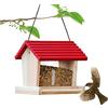 Bseical Mangiatoia per Uccelli Selvatici, Mangiatoia per Uccellini da Esterno in Legno, Mangime per Uccelli Antispreco, Distributore con Finestra Trasparente & Foro di Drenaggio Giardino per Casetta Uccellini