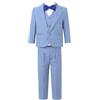 Freebily Completo da Bambino Elegante 4 Pezzi Gentleman Suit Blazer +Camicia con Fiocco + Gilet + Pantaloni Abito da Sposa Smoking Nuziale Nozze Battesimo Compleanno Blu 2-3 Anni