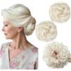 PORSMEER 2 pezzi Chignon Finto per Capelli, Elastici Chignon Finto Sintetica Ondulato Capelli Veri Coda di Cavallo Pezzo di Capelli Spessi Updo per Donne Ragazze,Biondo platino