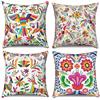 Hnmdmyi Copricuscino Fiori 40x40 Set di 4, messicano colorato etnico uccelli fiori decorativi copricuscino estetico arte lino copricuscino per divano letto giardino all'aperto Home Decor