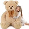 MorisMos 120cm Orsacchiotto Gigante, XXL Marrone Orso Peluche Grande Kawaii Pupazzo Morbido Orsetto di Peluche Teddy Bear Regalo per Bambini Fidanzata Lei Lui Compleanno Decorazioni