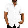 Geagodelia Camicia Uomo Estiva Camicie Maniche Corte Tinta Unita Slim Fit Casual e Elegante M-3XL (Bianco, XXL)