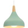 iDEGU Lampada a Sospensione Retrò LED Lampada a Soffitto in Legna Metallo Moderna Lampadario a Forma di Goccia Stile Scandinavo Plafoniera per Soggiorno Sala Da Pranzo Camera, 20 cm (Verde, 1 Pezzo)