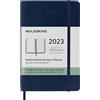 Moleskine Agenda Settimanale 2023, Agenda 12-Mesi, Agenda Settimanale, Copertina Morbida, Formato Tascabile 9 x 14 cm, Colore Blu Zaffiro