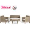 TOOMAX SET SALOTTO DA GIARDINO 4 POSTI PENELOPE RESINA EFFETTO RATTAN COLOR CAPPUCCINO