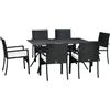 Outsunny Set da Giardino 7 Pezzi in Rattan con Tavolo e 6 Sedie Nero e Beige