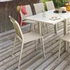 DEGHI Sedia impilabile da giardino in alluminio beige e textilene beige - Catuja