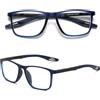 Hubeye Occhiali da lettura sportivo da uomo e donna Lettori ultraleggero TR90 Confortevole Flessibile Occhiali anti luce blu (Blu, 2.25)