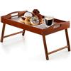KADAX Tavolino da letto, vassoio per la colazione in legno di pino, 19 x 30 x 50 cm, vassoio pieghevole per colazione a letto, tavolino (marrone)