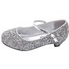 Gizelle Mary Jane - Sandali con tacco basso e glitter per bambine, per feste, matrimoni, matrimoni, scarpe da corte, Glitter dorato, 34 EU
