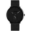 Dayllon Orologio da polso da uomo, alla moda, semplice, casual, analogico, al quarzo, con data, cinturino in maglia milanese, minimalista K White