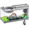 Generic Mini acquario decorativo, acquario da tavolo con pompa ad aria, piccolo acquario retrò silenzioso, acquario rettangolare con sistema di circolazione dell'acqua, per pesci, gamberetti, pesci rossi,