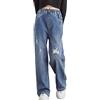 Alvivi Jeans Bambina Pantaloni Larghi a Vita Alta Ragazza Denim Straight Elastico Cotone Blu Strappato Estivo Pantaloni Lunghi in Stile di Strada Casual Eleganti Blue G 11-12 Anni