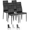 VS Venta-stock Set di 4 sedie da pranzo Chelsea rivestite in tela Nera, certificazione SGS, 42 cm (larghezza) x 51 cm (profonditá) x 97 cm (altezza)