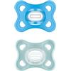 MAM Ciuccio Comfort in set da 2 pezzi, particolarmente piccolo e leggero, per neonati e neonati, in 100% silicone, con tettarella morbida MAM SkinSoft e scatola per ciuccio, 3-12 mesi, blu