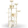 VOUNOT® Castello per Gatti XXL con Tiragraffi, Albero per Gatti con 2 Trespoli e 3 Piattaforme, Accessori Inclusi, Altezza 215cm, Beige