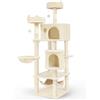 VOUNOT® Castello per Gatti XXL con Tiragraffi, Albero per Gatti con 2 Trespoli e 3 Piattaforme, Accessori Inclusi, Altezza 168cm, Beige