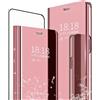 SZMLOGB MLOTECH Smart Custodia per Samsung Galaxy Note 10 Lite Cover e vetro temperato Flip Clear View Specchio Standing Anti shock Placcatura Cover Oro rosa