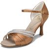 JIAJIA Donna 20524 Sandali latini 2.7 '' tacco svasato pattini eccellenti Satin strass di danza 40 EU Nero